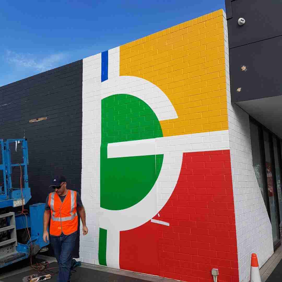 Building signage printed on brick facade in Adelaide