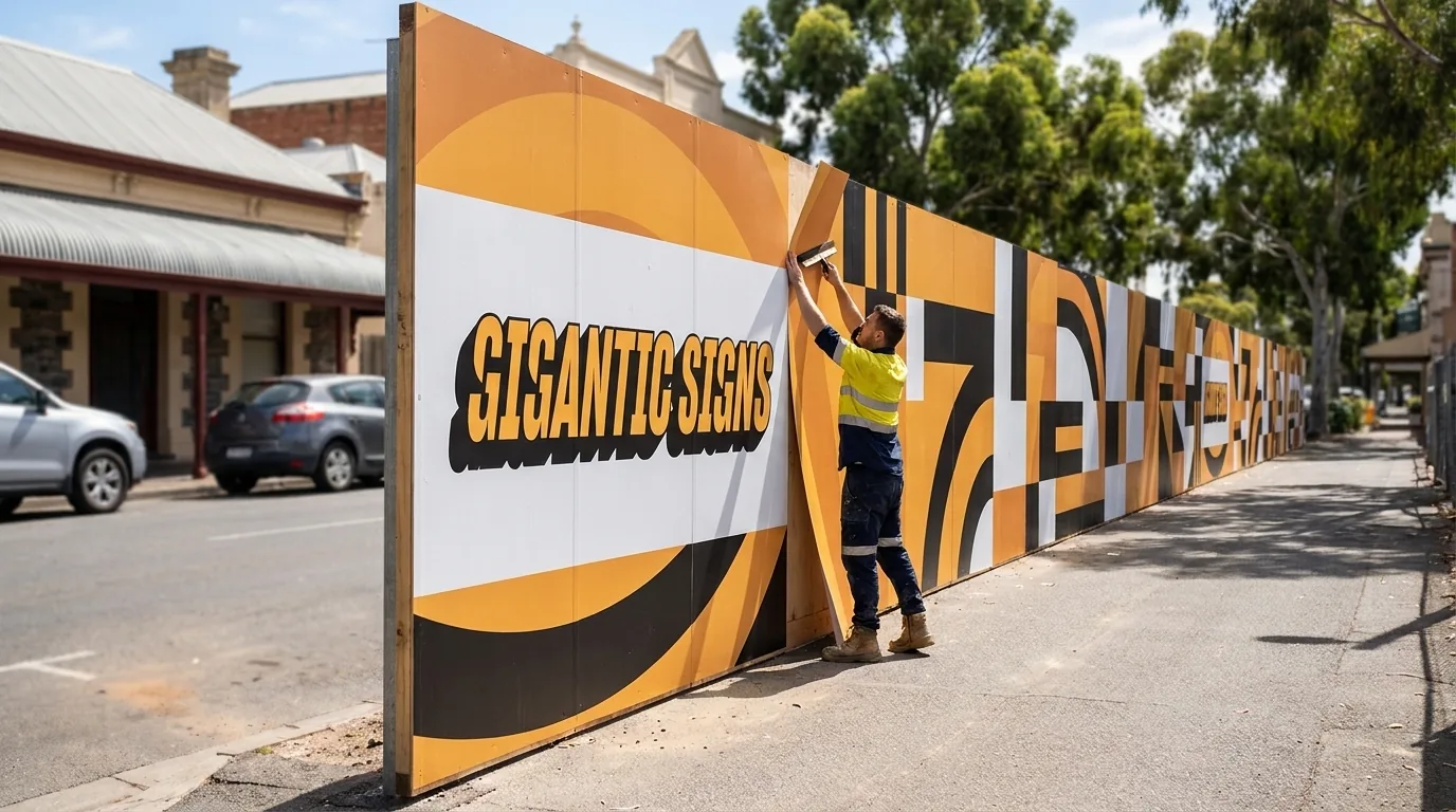 Hoarding wrap installed on an Adelaide construction site