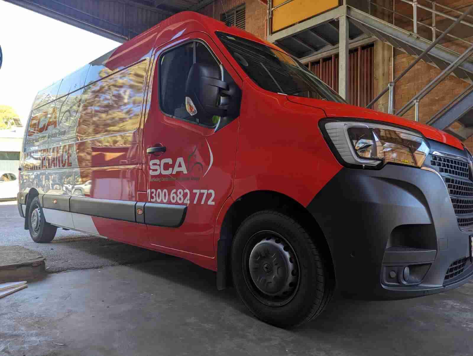 Ute with a printed vehicle wrap parked in Adelaide